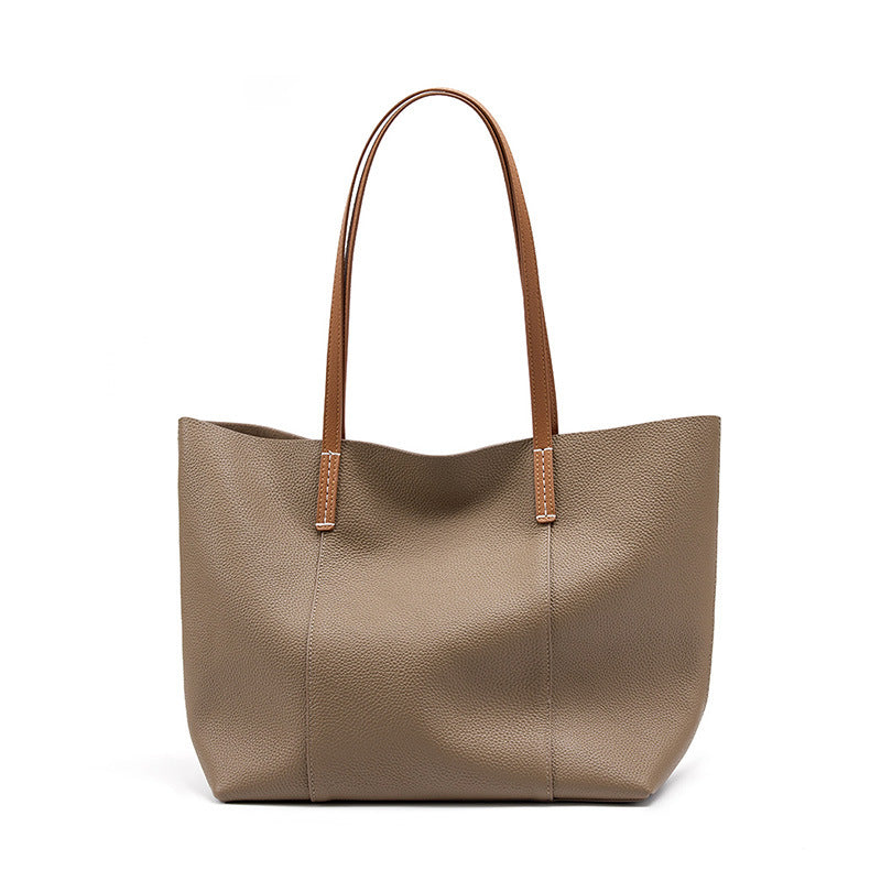 Tote Bag First Layer Cowhide Handmade Tote Bag Women's Portable Shoulder Bag